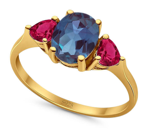 Three Stone Oval Natural Stone Trio Ring