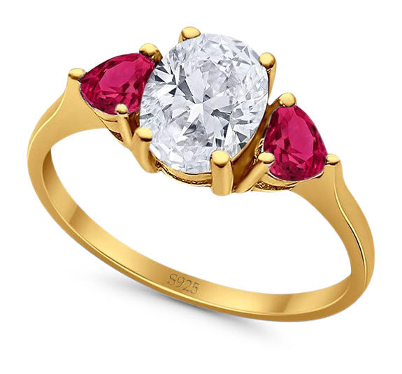 Three Stone Oval Natural Stone Trio Ring