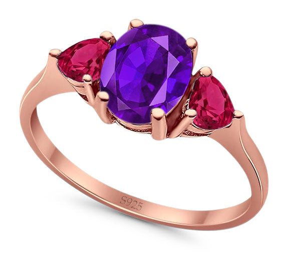 Three Stone Oval Natural Stone Trio Ring