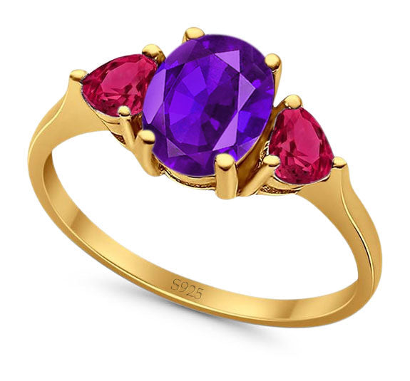 Three Stone Oval Natural Stone Trio Ring