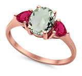 Three Stone Oval Natural Stone Trio Ring