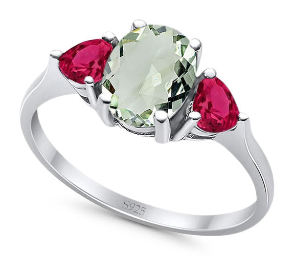 Three Stone Oval Natural Stone Trio Ring