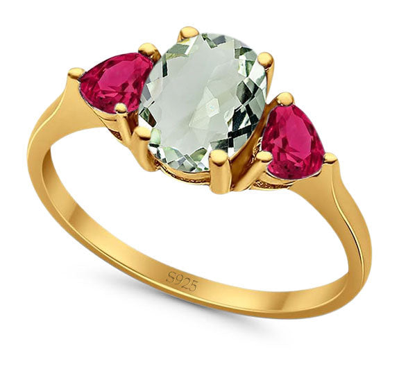 Three Stone Oval Natural Stone Trio Ring