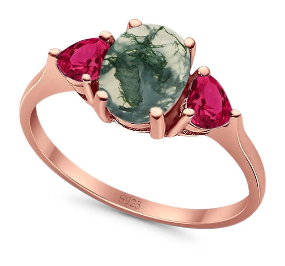 Three Stone Oval Natural Stone Trio Ring