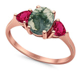 Three Stone Oval Natural Stone Trio Ring