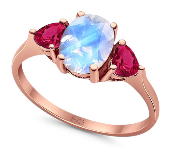 Three Stone Oval Natural Stone Trio Ring