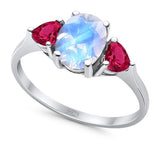 Three Stone Oval Natural Stone Trio Ring