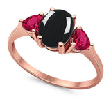 Three Stone Oval Natural Stone Trio Ring