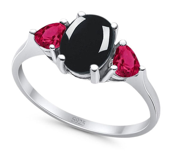 Three Stone Oval Natural Stone Trio Ring