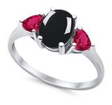 Three Stone Oval Natural Stone Trio Ring