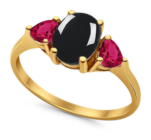 Three Stone Oval Natural Stone Trio Ring