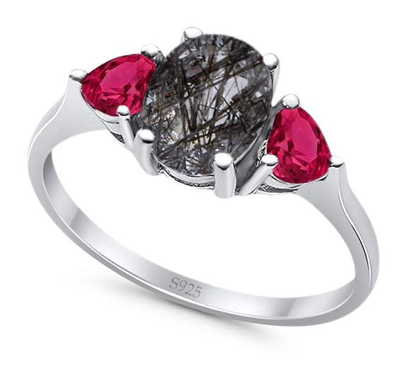 Three Stone Oval Natural Stone Trio Ring