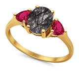 Three Stone Oval Natural Stone Trio Ring