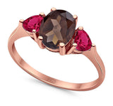 Three Stone Oval Natural Stone Trio Ring