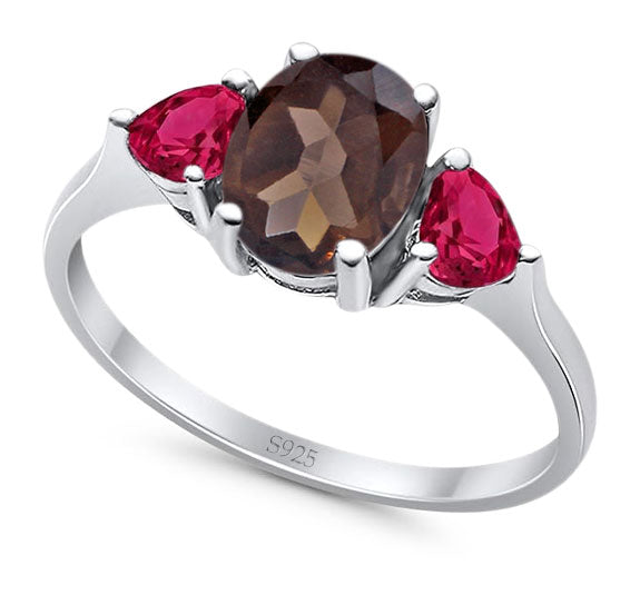 Three Stone Oval Natural Stone Trio Ring