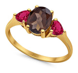 Three Stone Oval Natural Stone Trio Ring