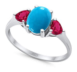 Three Stone Oval Natural Stone Trio Ring