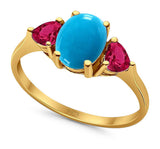 Three Stone Oval Natural Stone Trio Ring