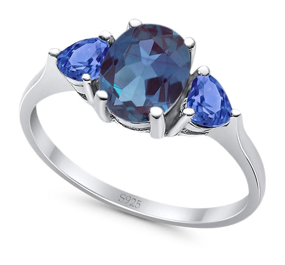 Three Stone Oval Natural Stone Trio Ring