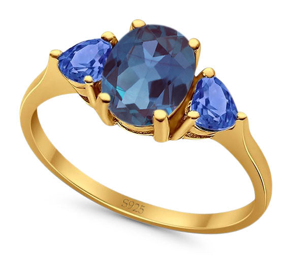 Three Stone Oval Natural Stone Trio Ring