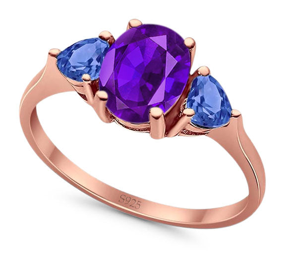 Three Stone Oval Natural Stone Trio Ring