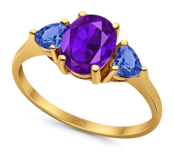 Three Stone Oval Natural Stone Trio Ring