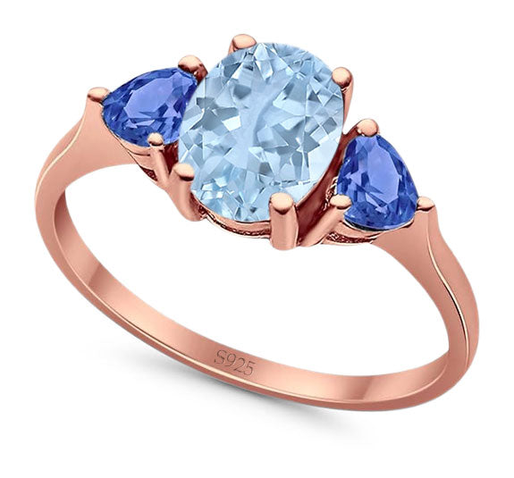 Three Stone Oval Natural Stone Trio Ring