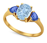 Three Stone Oval Natural Stone Trio Ring