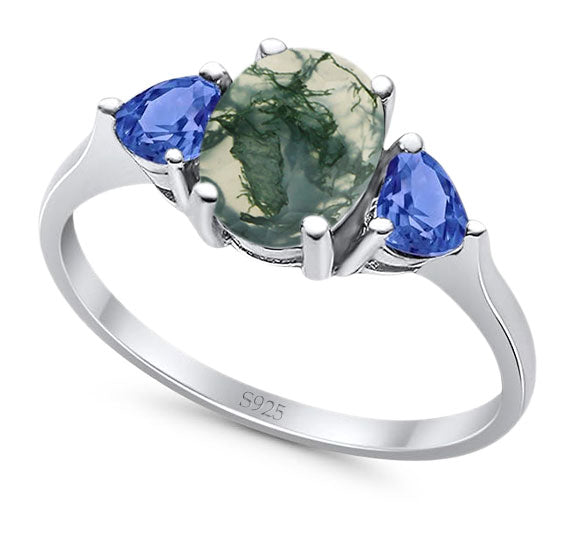 Three Stone Oval Natural Stone Trio Ring