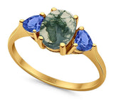 Three Stone Oval Natural Stone Trio Ring