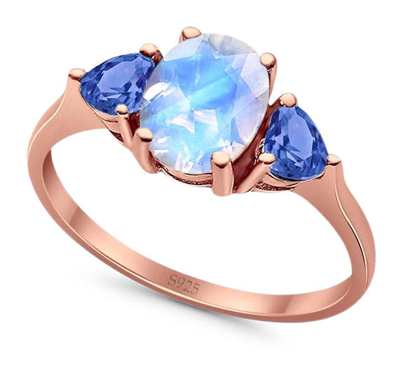 Three Stone Oval Natural Stone Trio Ring