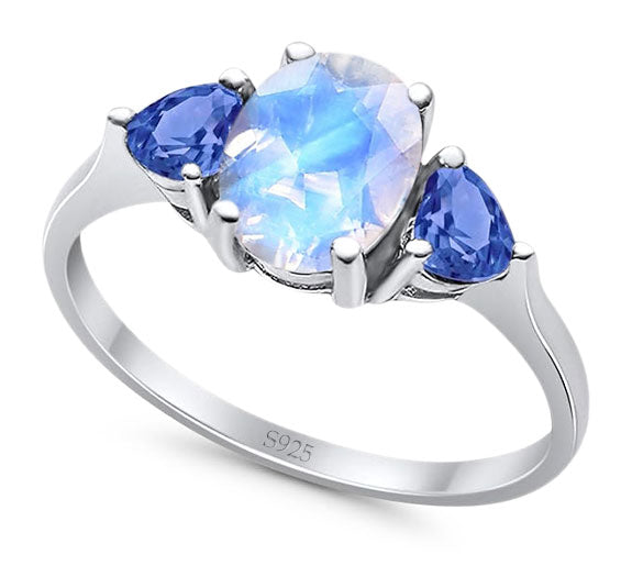 Three Stone Oval Natural Stone Trio Ring