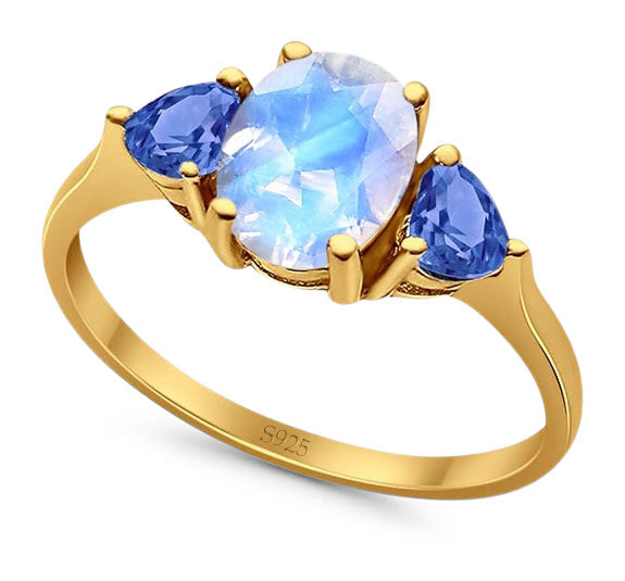 Three Stone Oval Natural Stone Trio Ring