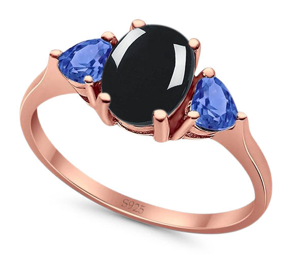 Three Stone Oval Natural Stone Trio Ring