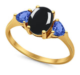 Three Stone Oval Natural Stone Trio Ring
