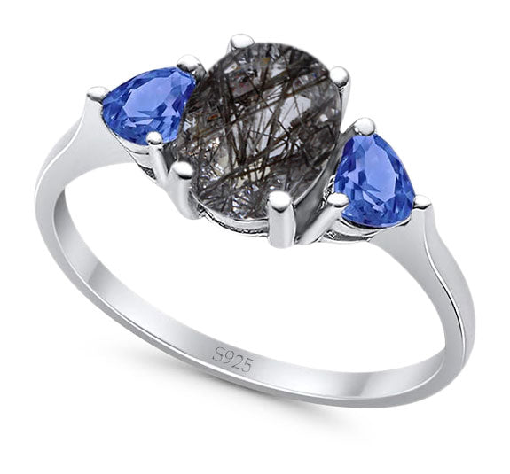 Three Stone Oval Natural Stone Trio Ring