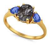 Three Stone Oval Natural Stone Trio Ring