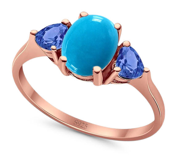 Three Stone Oval Natural Stone Trio Ring