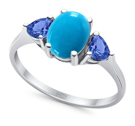 Three Stone Oval Natural Stone Trio Ring