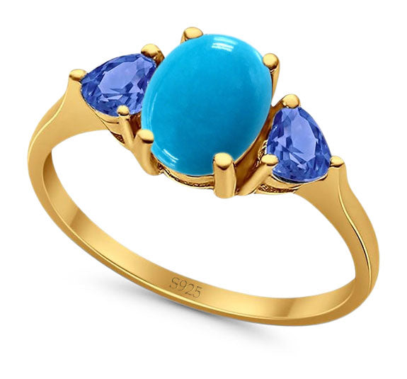 Three Stone Oval Natural Stone Trio Ring