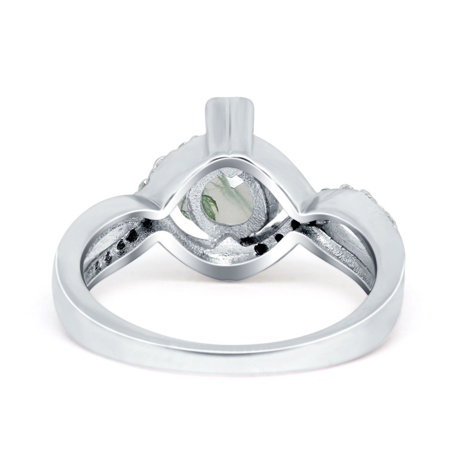 Art Deco Round Natural Stone Twisted Ring