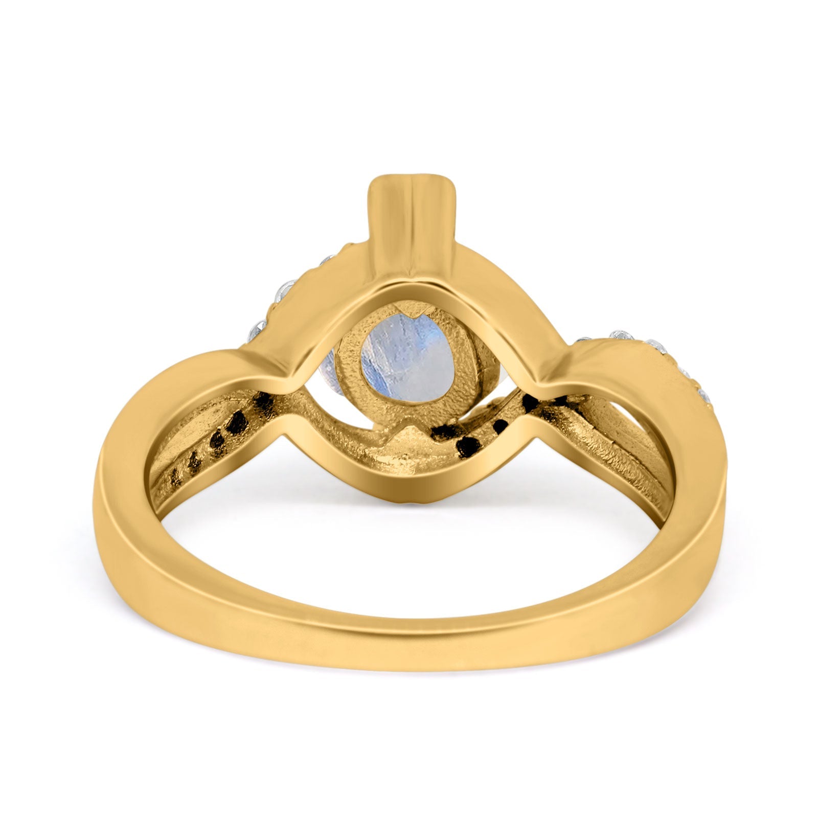 Art Deco Round Natural Stone Twisted Ring