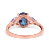 Art Deco Oval Natural Stone Trio Ring