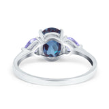 Art Deco Oval Natural Stone Trio Ring