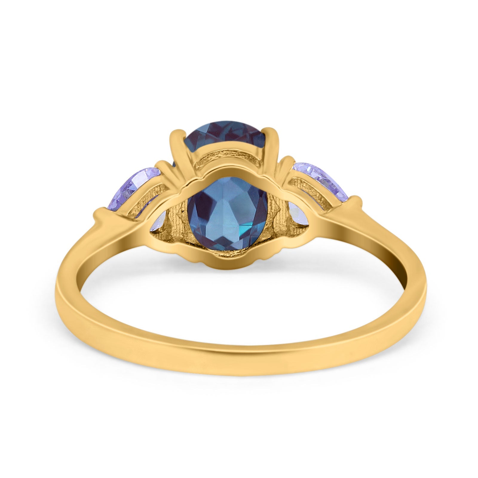 Art Deco Oval Natural Stone Trio Ring