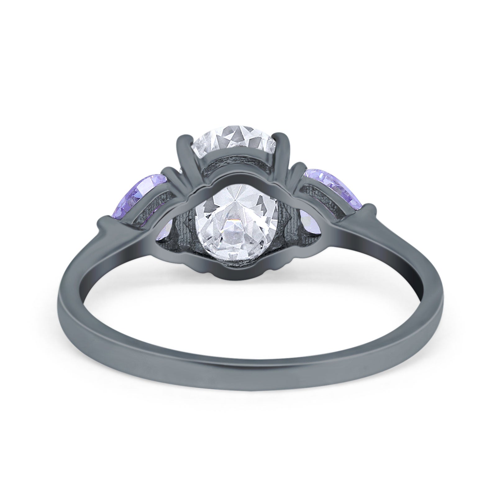 Art Deco Oval Natural Stone Trio Ring