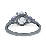 Art Deco Oval Natural Stone Trio Ring