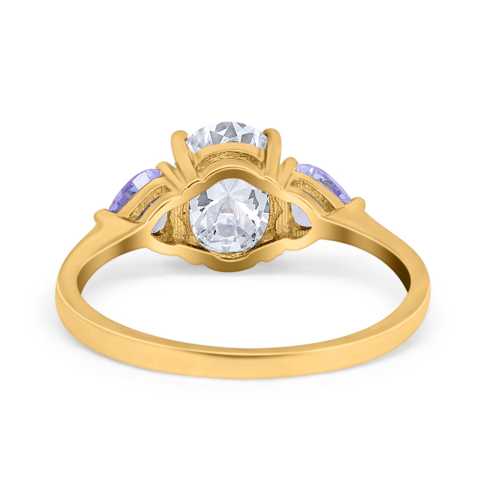 Art Deco Oval Natural Stone Trio Ring