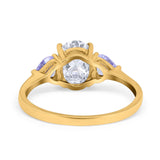 Art Deco Oval Natural Stone Trio Ring