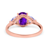 Art Deco Oval Natural Stone Trio Ring